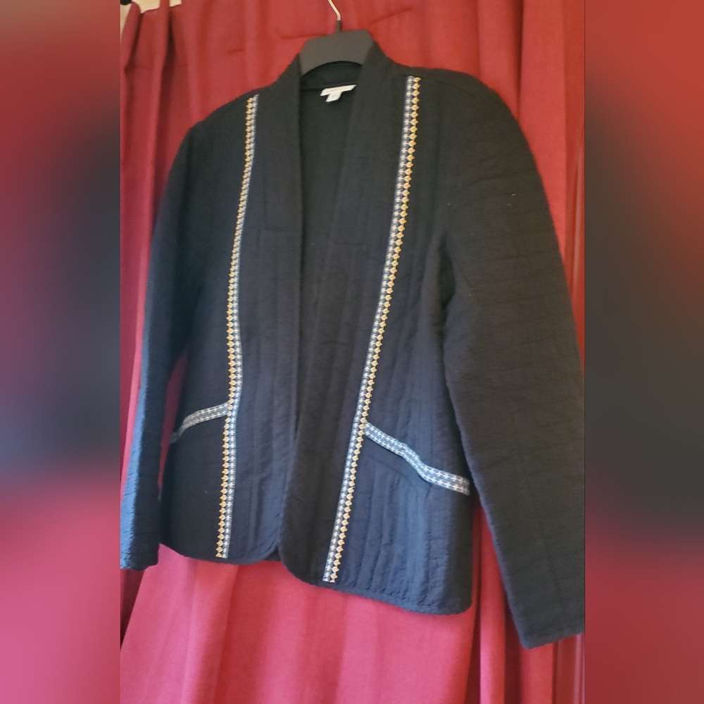 JJill Black Embellished Cotton Rich Women's Jacket
